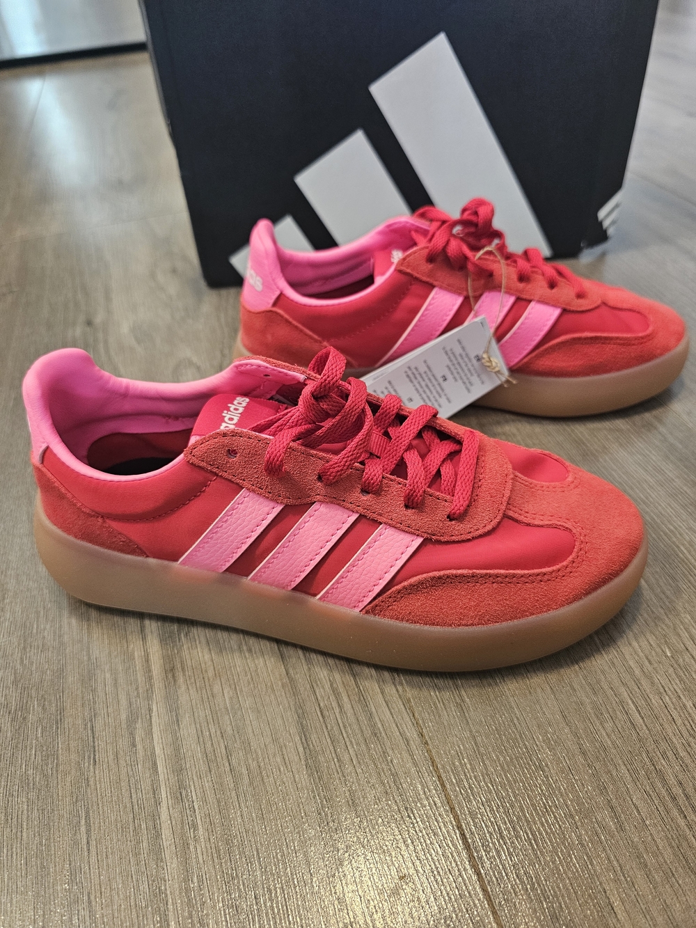 adidas 4 Youth  Red & Pink Suede Retro Court Sneakers